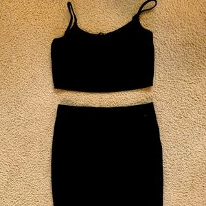 Black set/Cropshirt/MiniSkirt